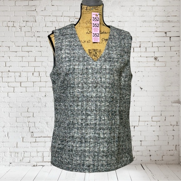 352 - CALVIN KLEIN- BLOUSE - TOP - SLEEVELESS - BLACK/WHITE/GREY - SIZE XL - Picture 5 of 15